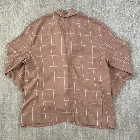 Madewell Linen Larsen Breezewoven Blazer Jacket in Windowpane XL - Picture 4 of 11